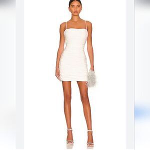 Cinq a Sept Vance Rushed Mini Dress in Ivory Size 2